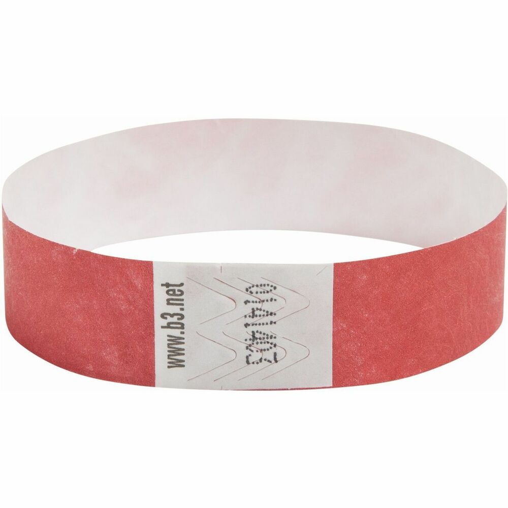 SICURIX Standard Dupont Tyvek Security Wristband - Standard - 0.8" Height x 10" Width - Red - Tyvek - 100 / Pack