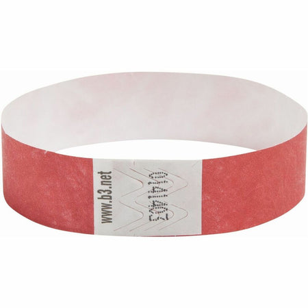 SICURIX Standard Dupont Tyvek Security Wristband - Standard - 0.8" Height x 10" Width - Red - Tyvek - 100 / Pack