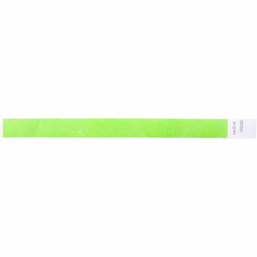 SICURIX Standard Dupont Tyvek Security Wristband - Standard - 0.8" Height x 10" Width - Neon Green - Tyvek - 100 / Pack