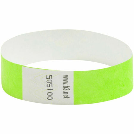 SICURIX Standard Dupont Tyvek Security Wristband - Standard - 0.8" Height x 10" Width - Neon Green - Tyvek - 100 / Pack