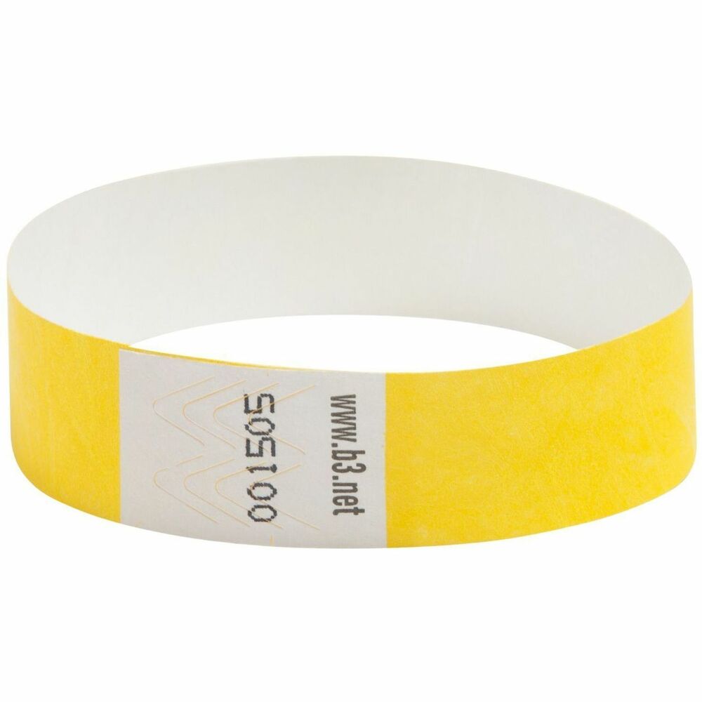 SICURIX Standard Dupont Tyvek Security Wristband - Standard - 0.8" Height x 10" Width - Yellow - Tyvek - 100 / Pack