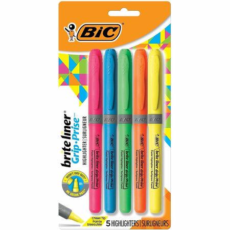 BIC Brite Liner Grip Highlighter Set - Fluorescent Assorted Ink - Highlighters