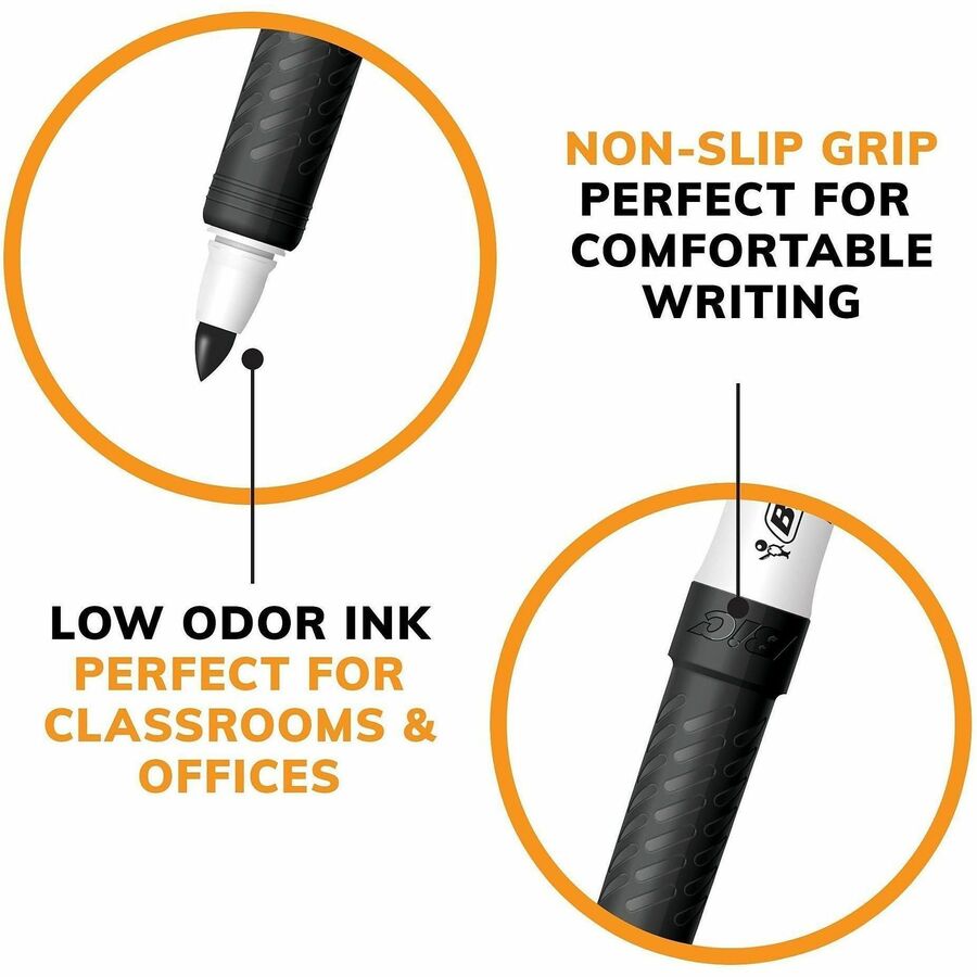 BIC Intensity Fine Point Whiteboard Markers - Black Ink - 1 Dozen - & Dry-Erase
