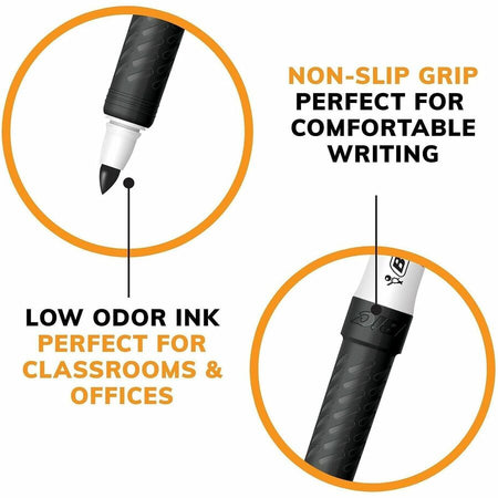 BIC Intensity Fine Point Whiteboard Markers - Black Ink - 1 Dozen - & Dry-Erase