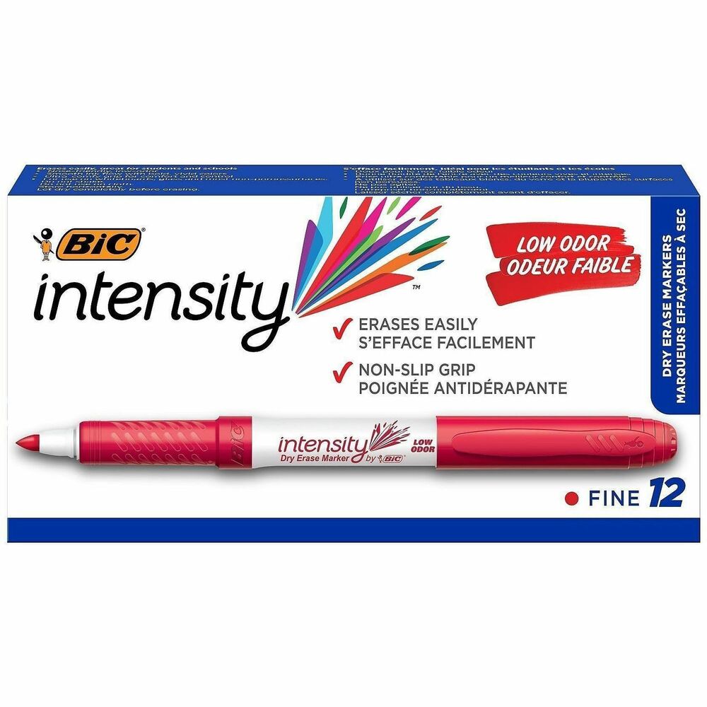 BIC Intensity Fine Point Whiteboard Marker - Fine Marker Point - Red Ink - 1 Dozen