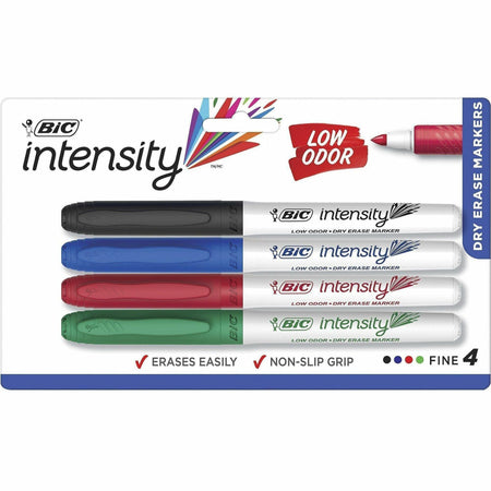 BIC Intensity Dry Erase Markers - Fine Point - Assorted Ink - 4 Pack - & Dry-Erase
