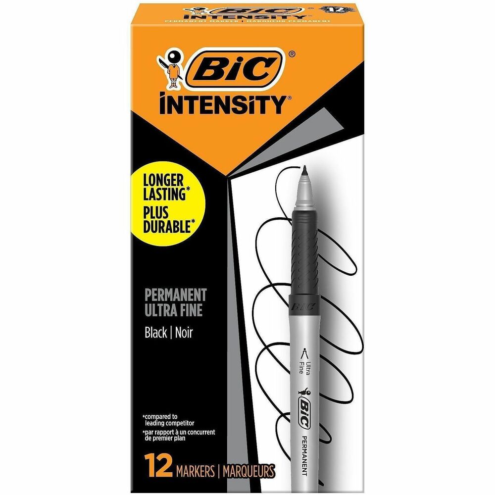 BIC Mark-it Ultra-Fine Point Permanent Marker - Black Ink - 1 Dozen - Markers & Dry-Erase
