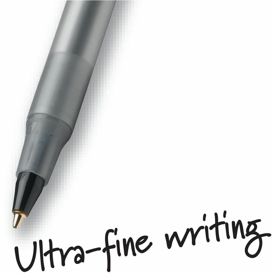 BIC Round Stic Ballpoint Pens - Fine Pen Point - Black Ink - Frost Barrel - 1 Dozen