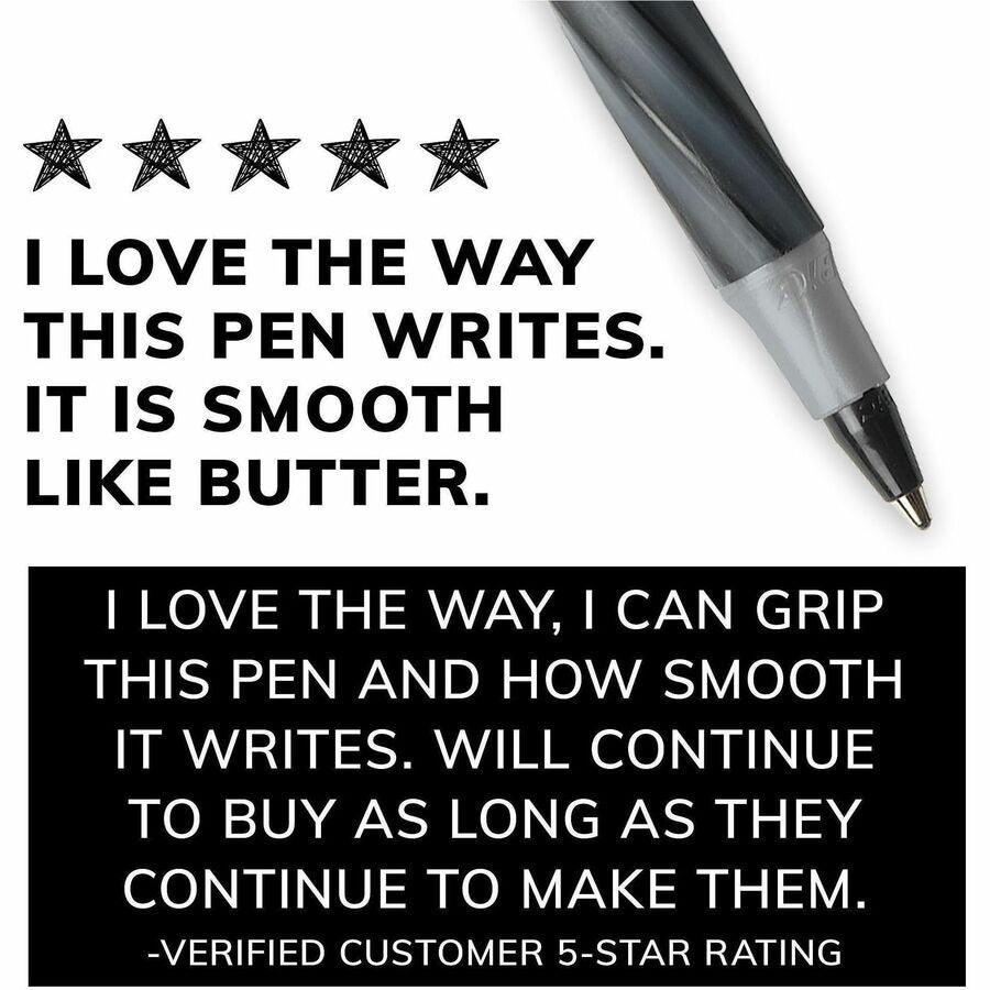 BIC Round Stic Grip Ballpoint Pen - Medium Pen Point - Red Ink - Frost Barrel - 12 / Box