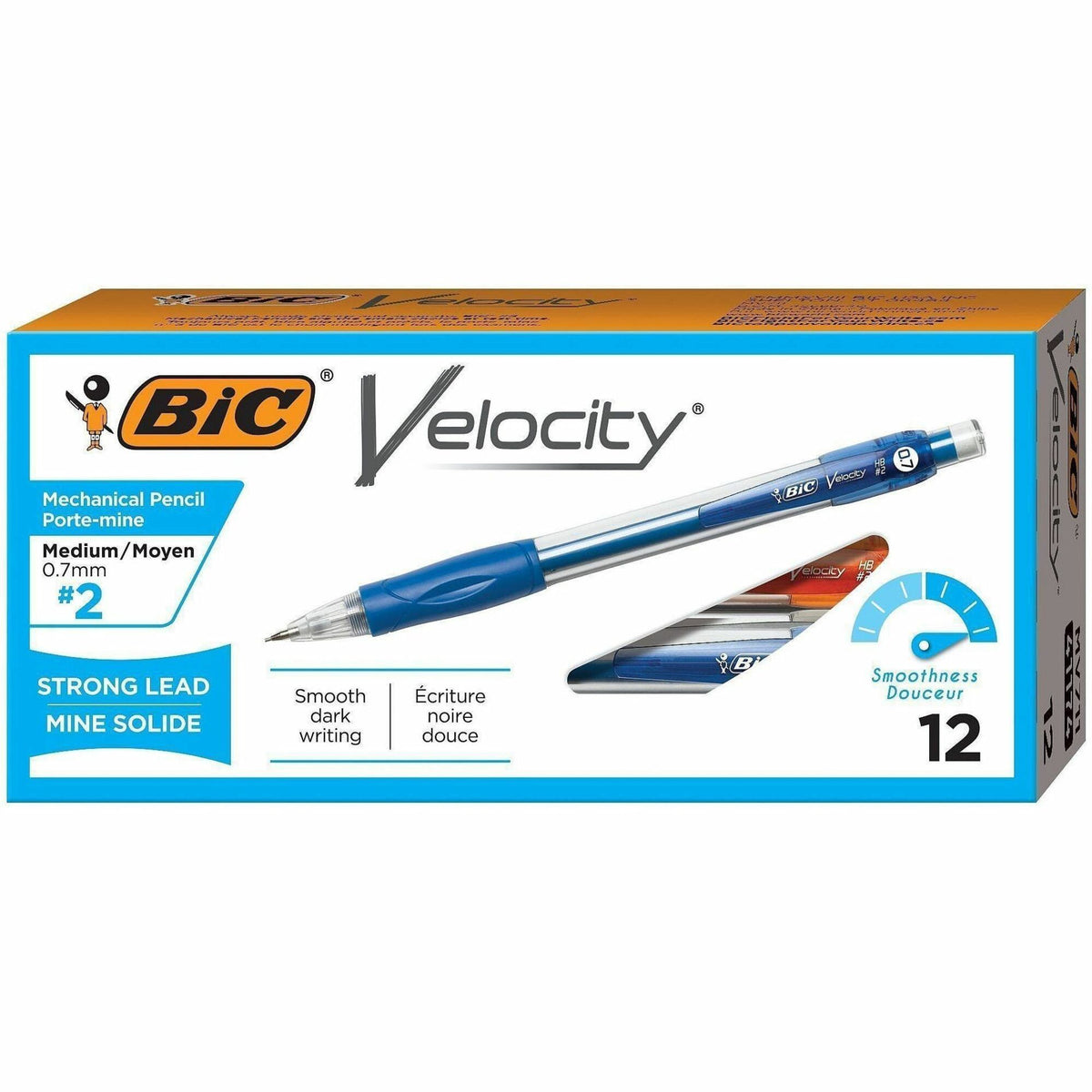 BIC Mechanical Pencils - 0.7 mm Lead - #2 - Refillable - Blue Barrel - 1 Dozen