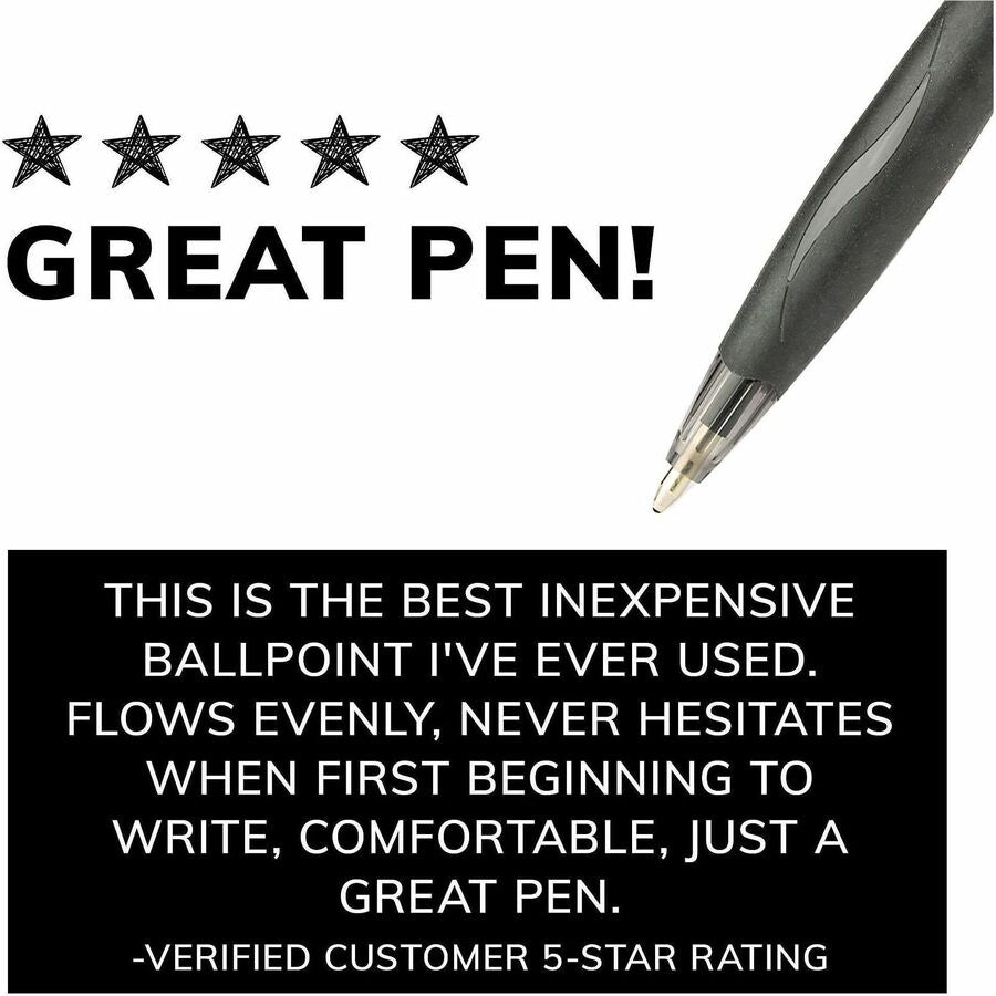 BIC Glide Retractable Pens - 1 mm Medium Conical Pen Point - Retractable - Black Ink - Clear Barrel - 1 Dozen