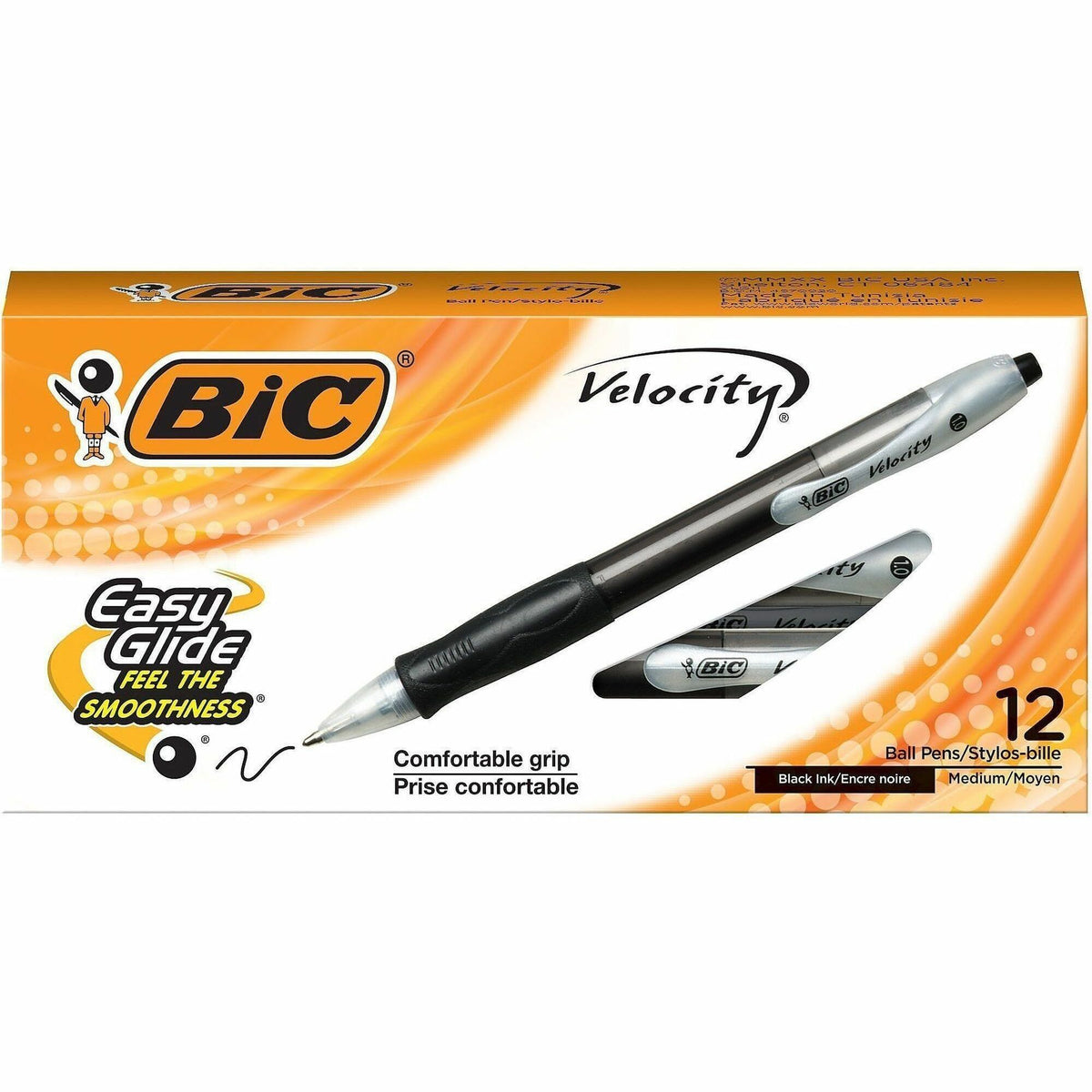 BIC Retractable Ballpoint Pens - 1 mm Medium Conical Pen Point - Refillable - Retractable - Black Ink - Transparent Black Barrel - 1 Dozen