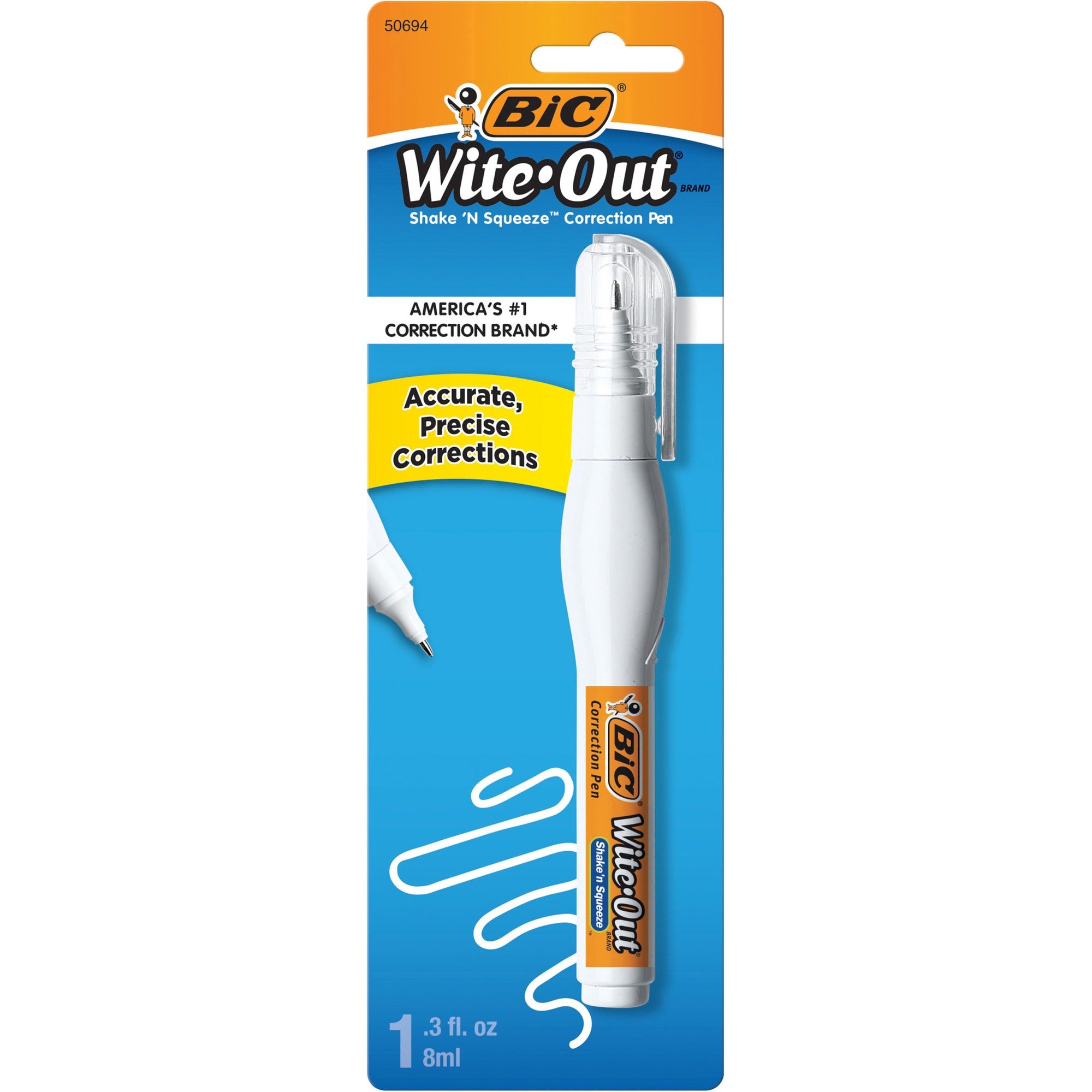 BIC Shake 'n Squeeze Correction Pen, White - Tip Applicator - 8 mL - White - 1 / Pack