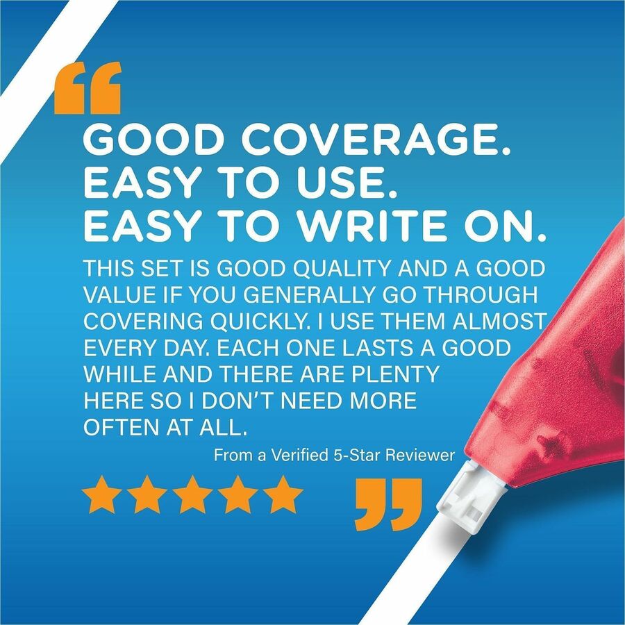 BIC Wite-Out EZ CORRECT Correction Tape - 0.20" Tape Width x 39.40 ft Tape Length - 1 Line(s) - White Tape - Ergonomic White Dispenser - Tear Resistant, Photo-safe, Odorless - White - 1 Each