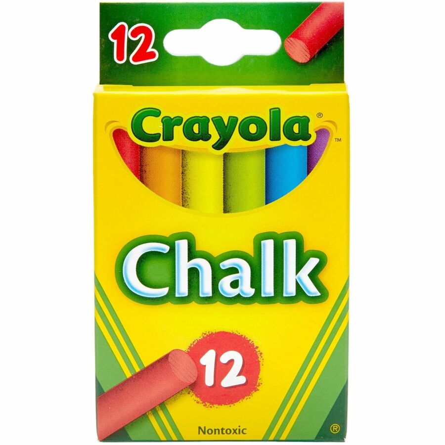 Crayola Colored Chalk - 3.3" Length x 0.4" Diameter - Assorted - Non-toxic - 12 / Box