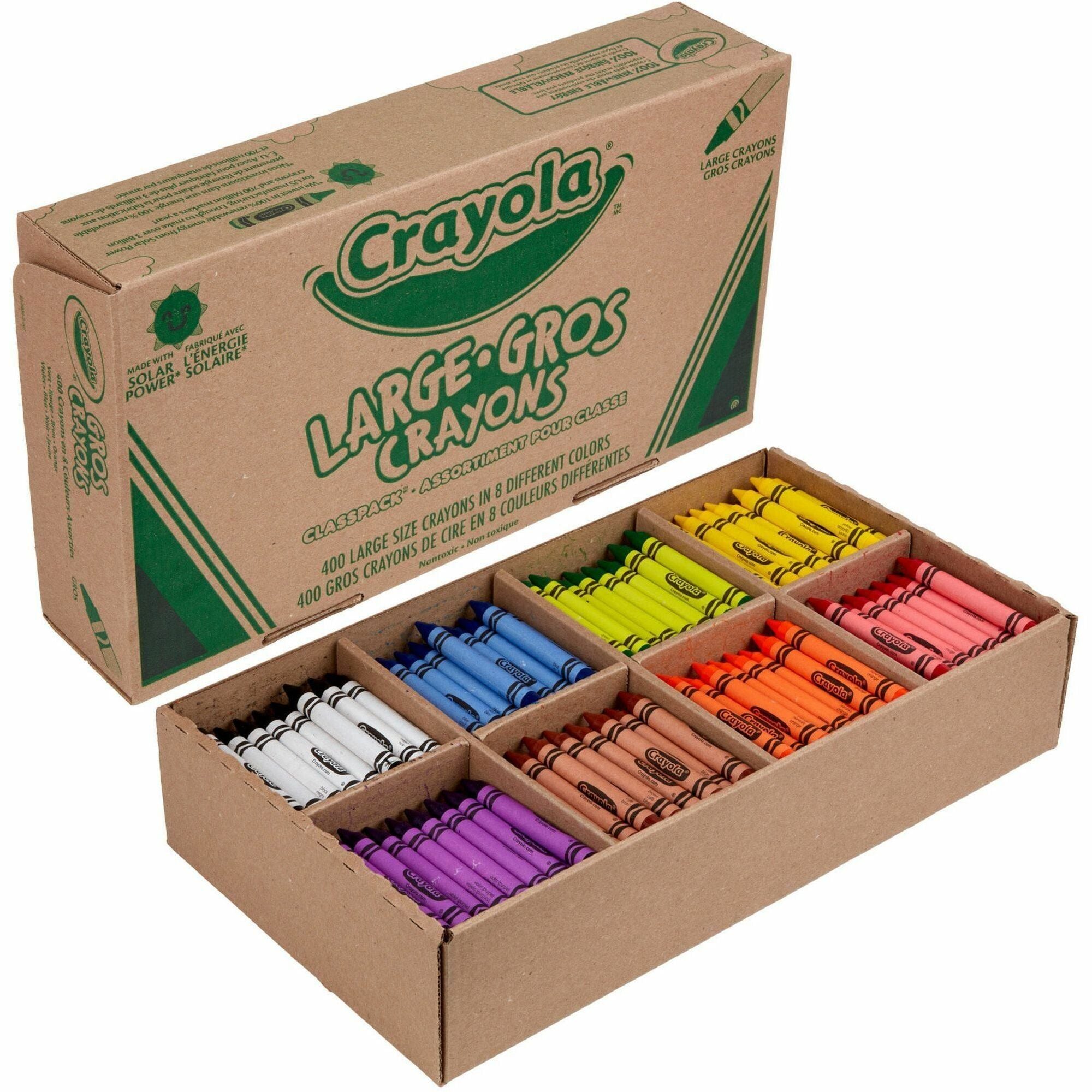 Crayola 8-Color Crayon Classpack - 4" Length x 0.4" Diameter - Red, Blue, Yellow, Orange, Green, Purple, Brown, Black, Violet - 400 / Box