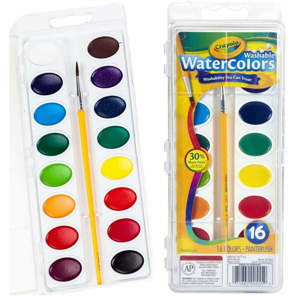 Crayola Washable Watercolor Set - 16 Color(s) - Assorted - 4.90 oz - Washable - 16 / Set