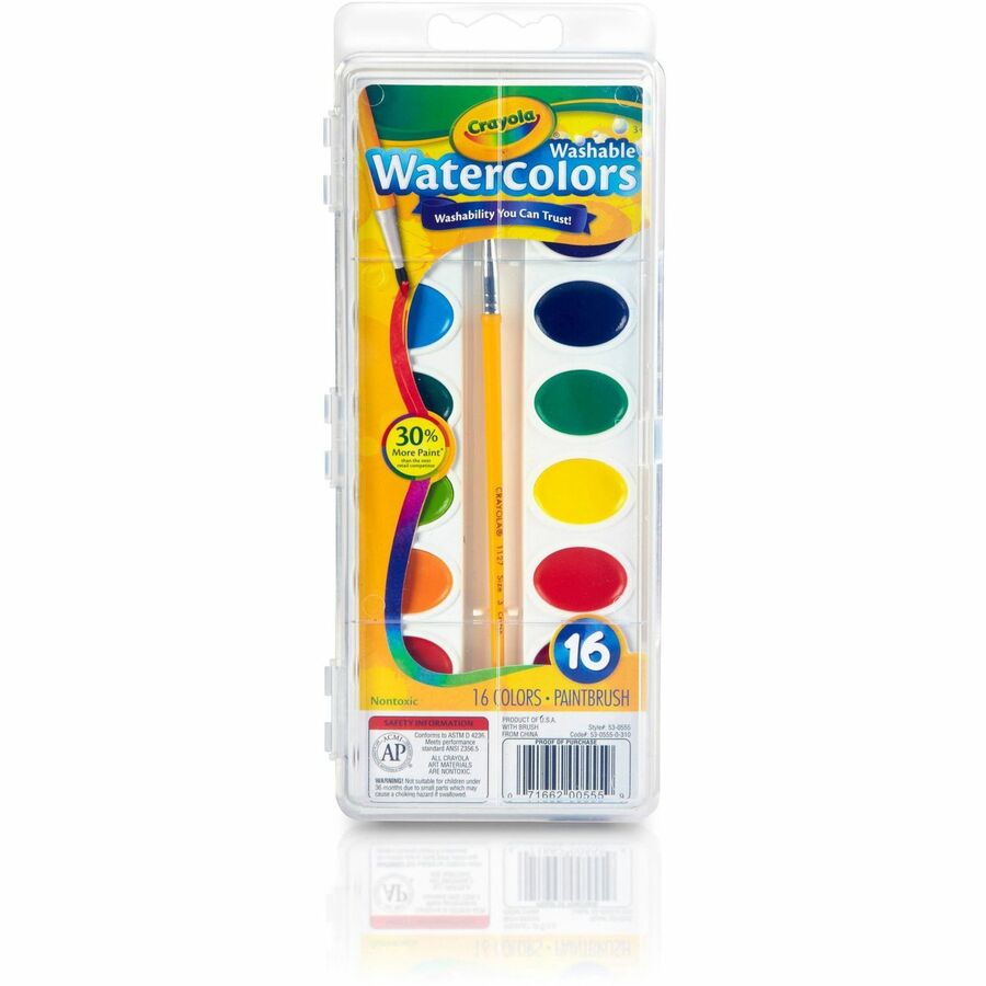 Crayola Washable Watercolor Set - 16 Color(s) - Assorted - 4.90 oz - Washable - 16 / Set
