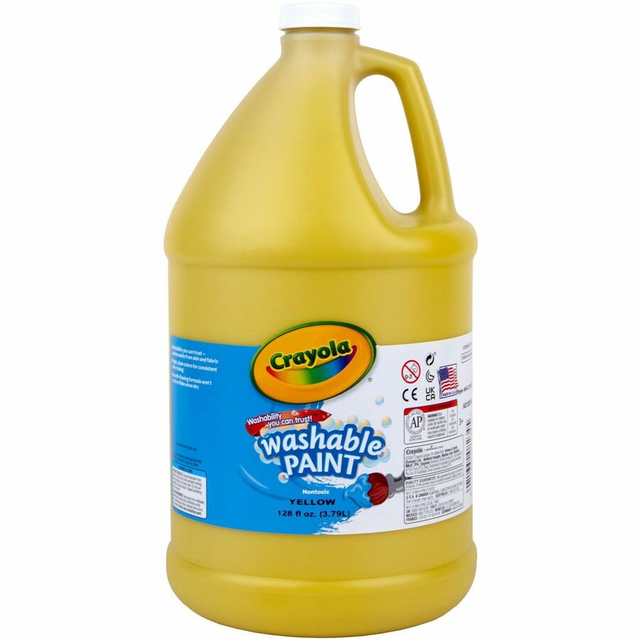 Crayola Washable Paint - 1 Color(s) - Yellow - 1 gal - Washable - 1 Each