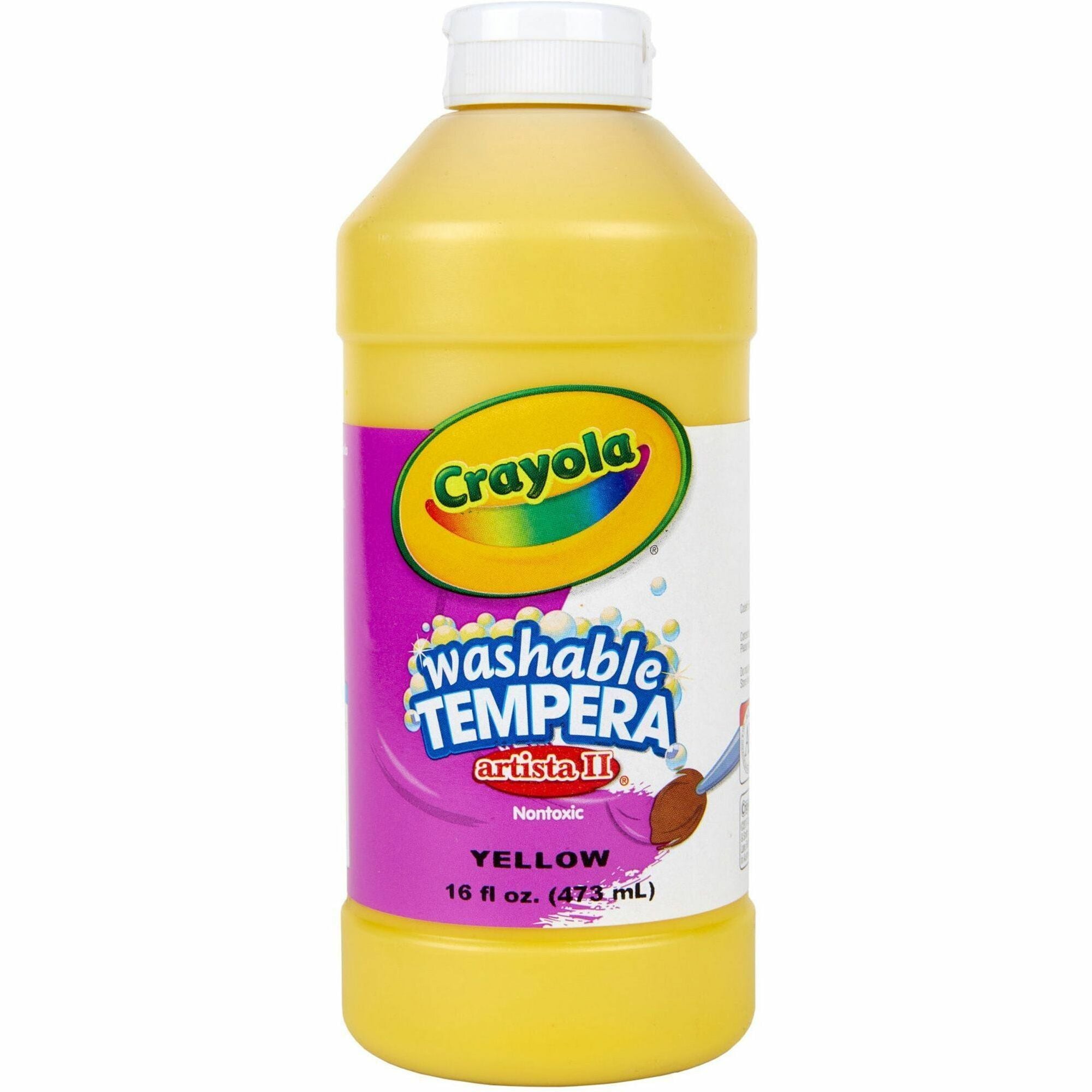 Crayola Artista II Washable Tempera Paints - 1 Color(s) - Yellow - 16 oz - Washable - 1 Each