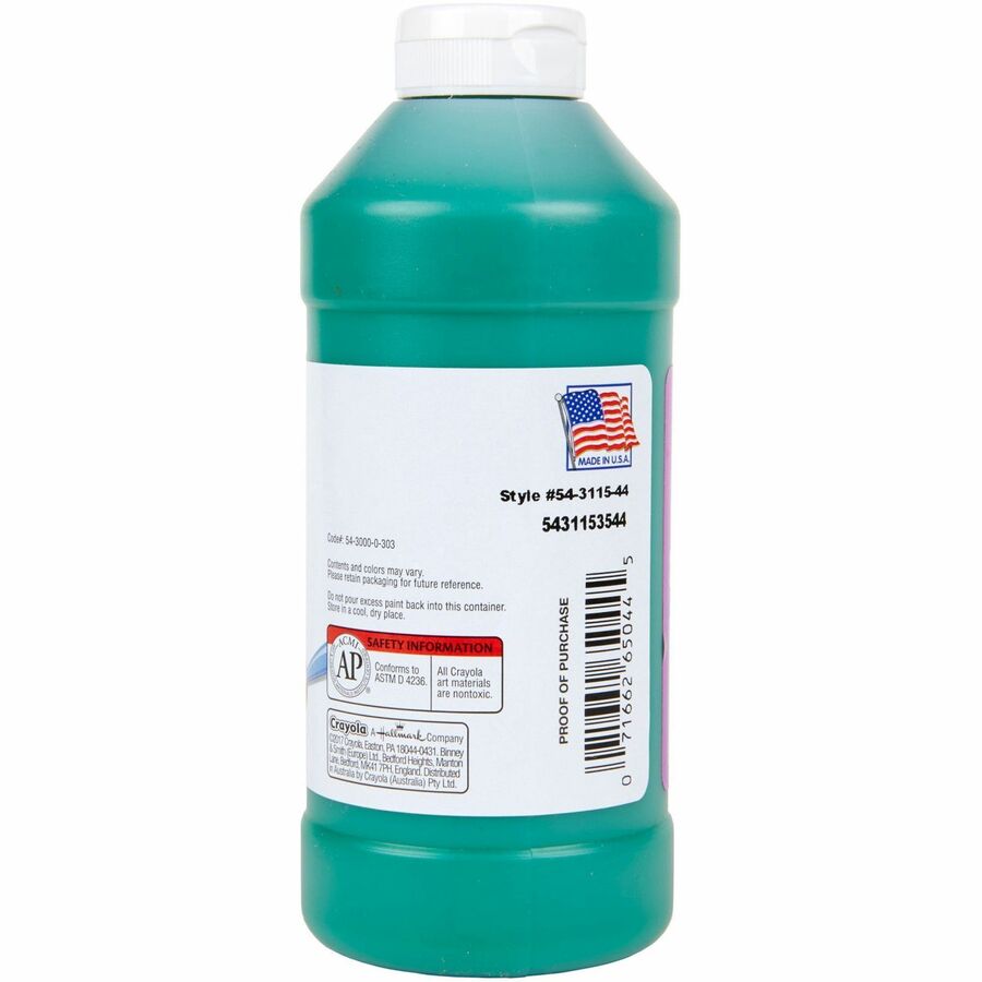 Crayola Artista II Washable Tempera Paints - 1 Color(s) - Green - 16 oz - Washable - 1 Each