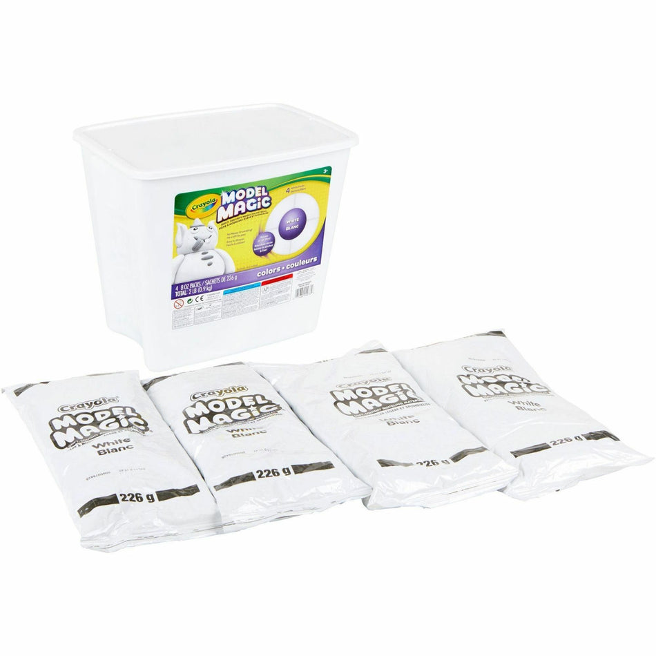 Crayola Model Magic Modeling Clay - Clay Craft - 8.50" Height x 8.50" Width x 5.50" Depth - White - 4 / Box