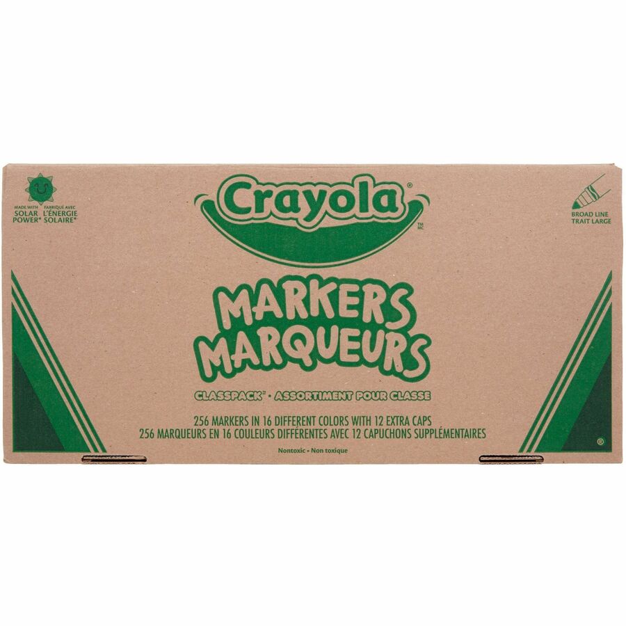 Crayola 16-Color Marker Classpack - Broad Conical Marker Point - Assorted Ink - Water Based - 256 / Box