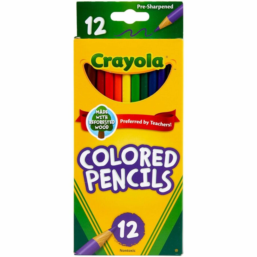 Crayola Presharpened Colored Pencils - 3.3 mm Assorted Lead - Wood Barrel - 12 / Set