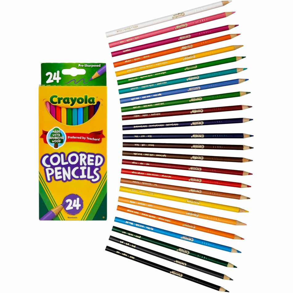 Crayola Presharpened Colored Pencils - 3.3 mm Assorted Lead - Wood Barrel - 24 / Set