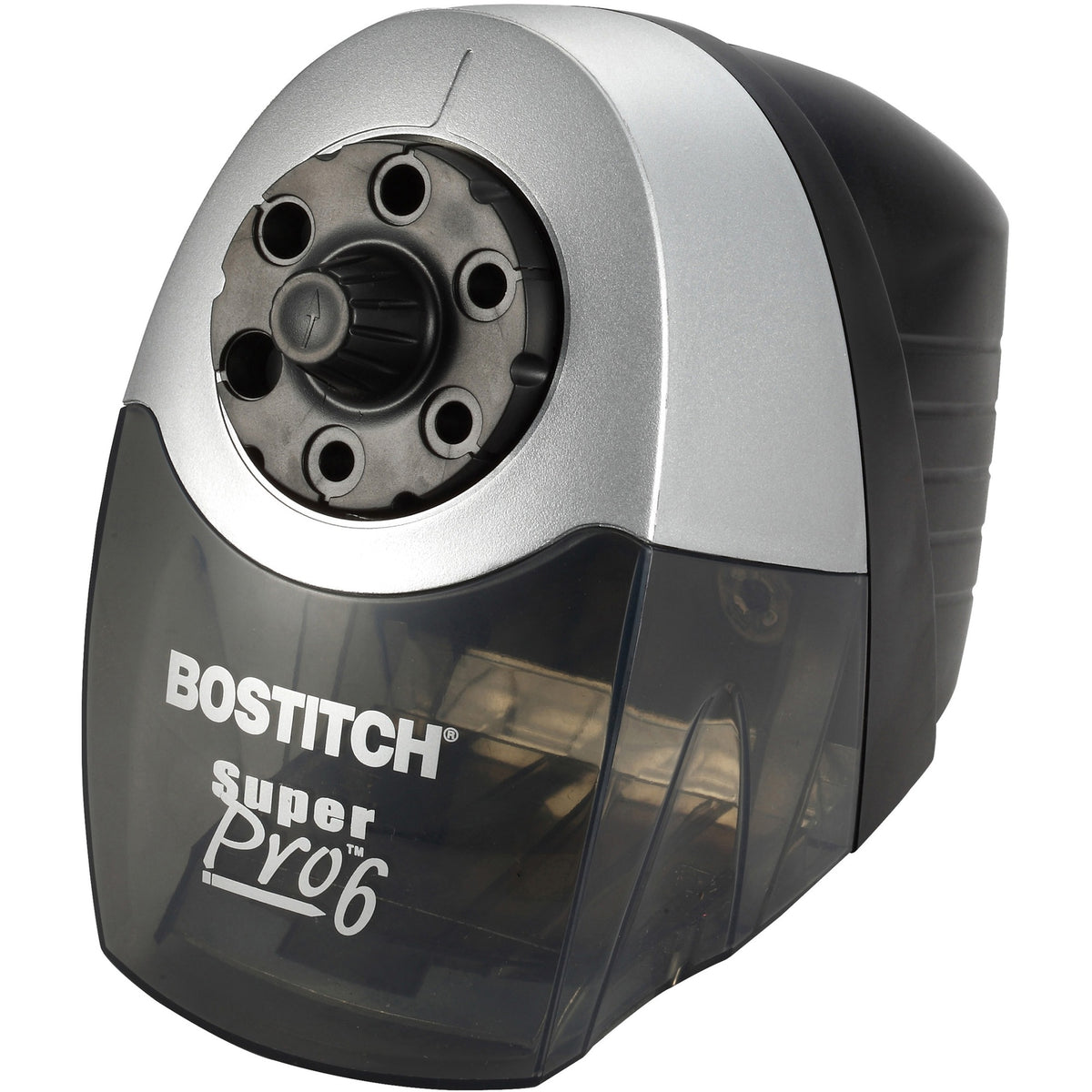 Bostitch Super Pro Commercial Pencil Sharpener - Desktop - 6 Hole(s) - 7.5" Height x 5" Width x 9" Depth - Gray, Black - 1 Each