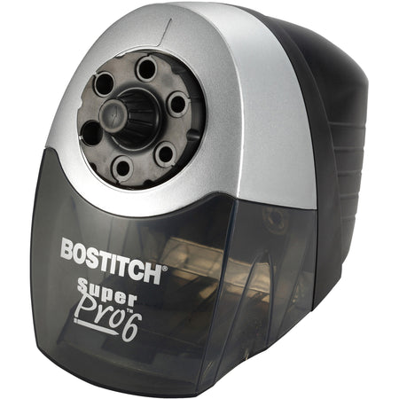 Bostitch Super Pro Commercial Pencil Sharpener - Desktop - 6 Hole(s) - 7.5" Height x 5" Width x 9" Depth - Gray, Black - 1 Each