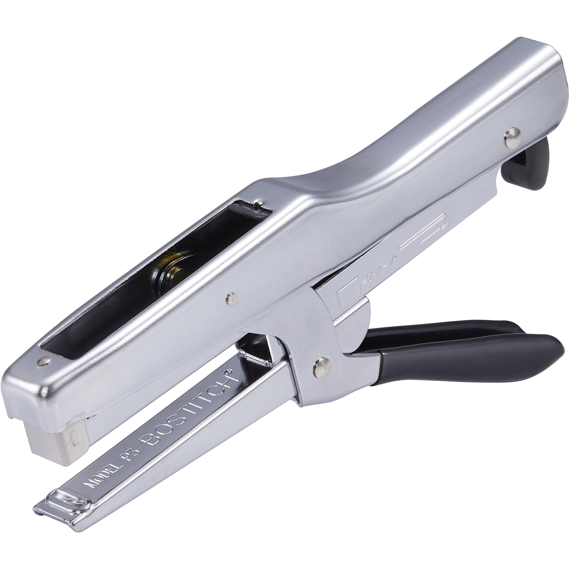 Bostitch Plier Stapler - Staples Upto 20 Sheet - Holds Upto 210 Staple - Full Strip - Staple Size: 0.25" - 2.50" Throat Depth - Chrome - Metal - 1 Each