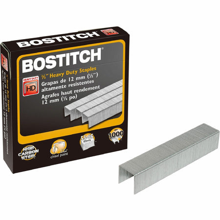 Bostitch 1/2" Heavy Duty Chisel Point Staples 1000 - Heavy Duty - 1/2" Leg - 1/2" Crown - Holds 85 Sheet(s) - Chisel Point - Silver - High Carbon Steel - 0.7" Height x 0.5" Width x 0.5" Length - 1000 / Box