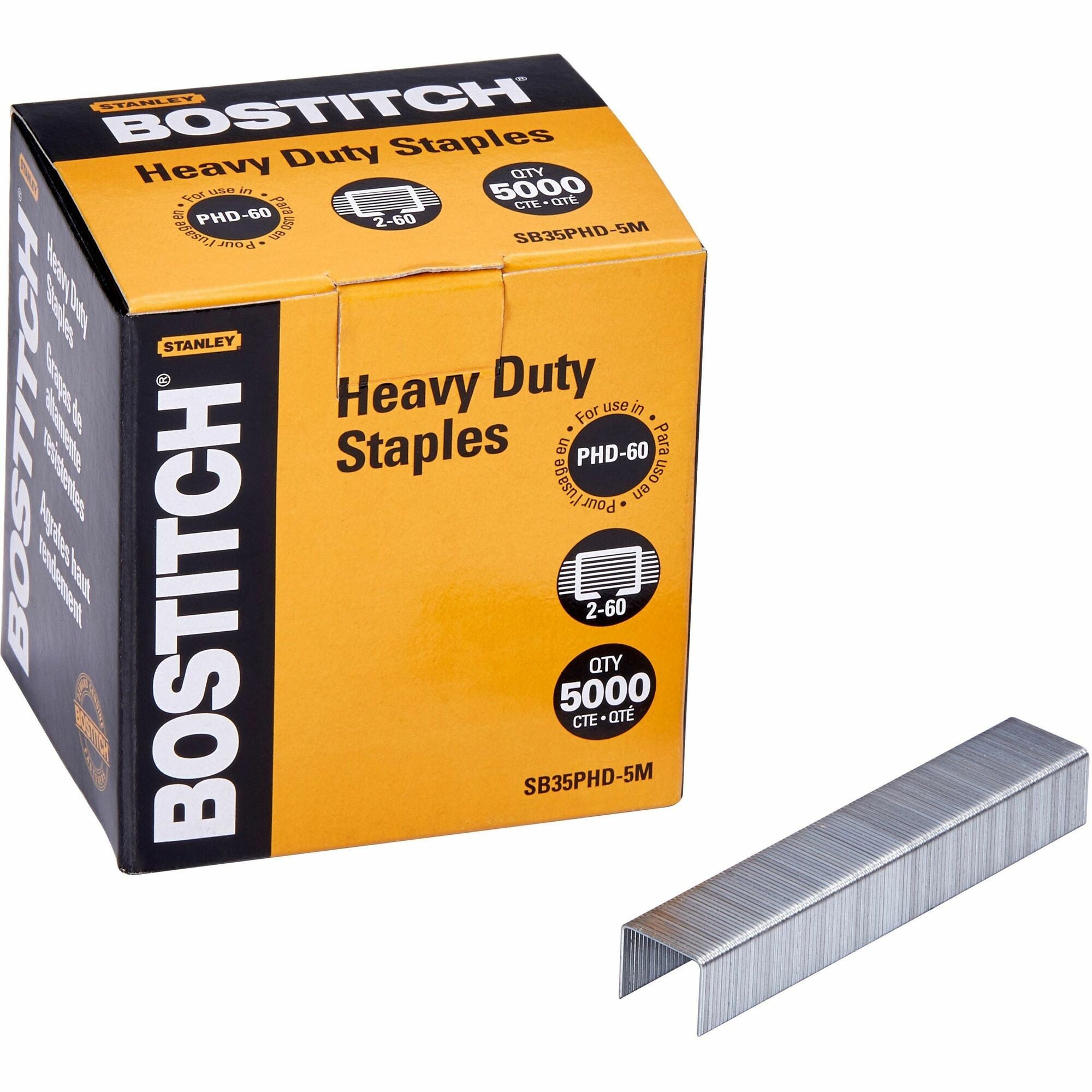 Bostitch PHD-60 Stapler Heavy Duty Premium Staples - Heavy Duty - Holds 60 Sheet(s) - Chisel Point - Silver - 5000 / Box