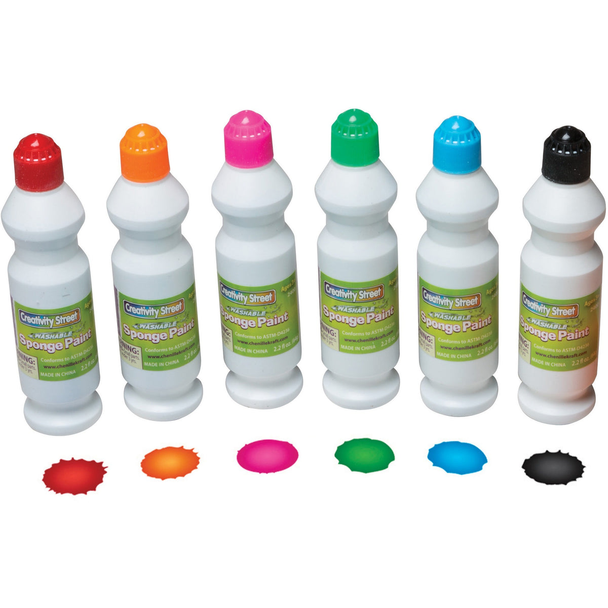 Creativity Street Sponge Paint Set - 6 Color(s) - Assorted - 2.20 oz - Washable - 6 / Set