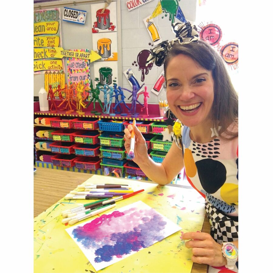 Creativity Street Wood Colossal Brushes - 6" Wood Handle - Aluminum Ferrule - 30 / Set