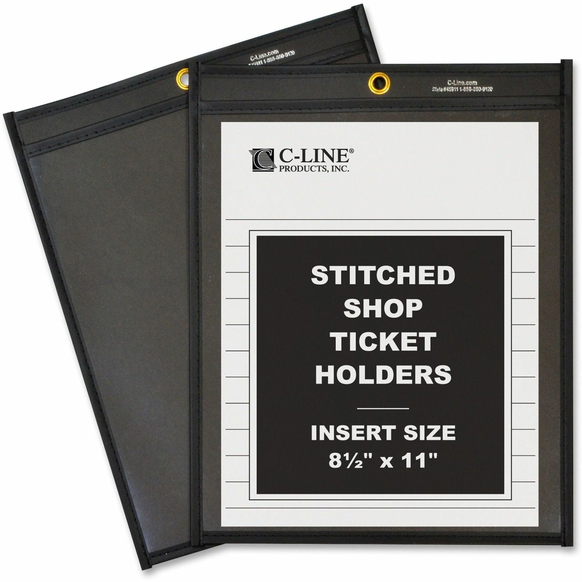 C-Line Letter Vinyl File Pocket - 8 1/2" x 11" - Pressboard, Vinyl, Metal - Clear, Black - Reinforced, Heavy Duty - 25 / Box