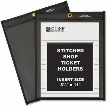 C-Line Letter Vinyl File Pocket: Clear Black - Heavy Duty - 25/Box - Sheet Protectors
