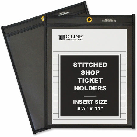 C-Line Letter Vinyl File Pocket - 8 1/2" x 11" - Pressboard, Vinyl, Metal - Clear, Black - Reinforced, Heavy Duty - 25 / Box