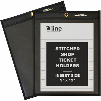 C-Line Vinyl File Pocket: 9’’ x 12’’ Heavy Duty - Clear/Black - Sheet Protectors