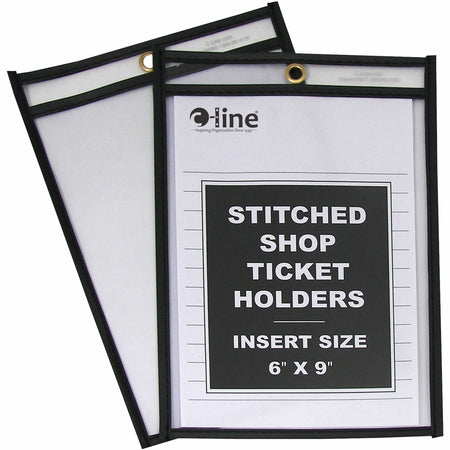 C-Line Stitched Vinyl Shop Ticket Holders - Support 6" x 9" Media - Vinyl - Black, Clear - Sturdy - 25 / Box