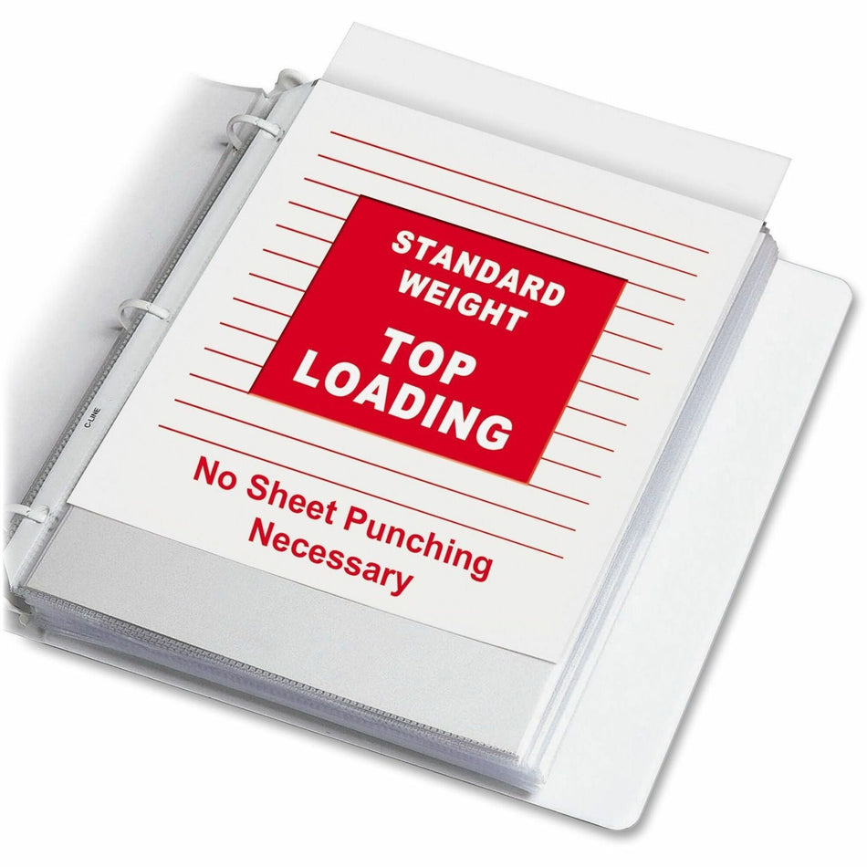 C-Line Poly Top-loading Sheet Protectors - For Letter 8 1/2" x 11" Sheet - 3 x Holes - Ring Binder - Clear - Polypropylene - 100 / Box