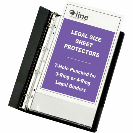 C-Line Legal Size Top Loading Sheet Protectors - For Legal 8 1/2" x 14" Sheet - 4 x Holes - Ring Binder - Clear - Polypropylene - 50 / Box
