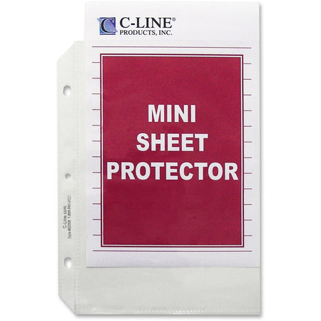 C-Line Top Load Heavyweight Mini Sheet Protectors - For 5 1/2" x 8 1/2" Sheet - 3 x Holes - Ring Binder - Clear - Polypropylene - 50 / Box