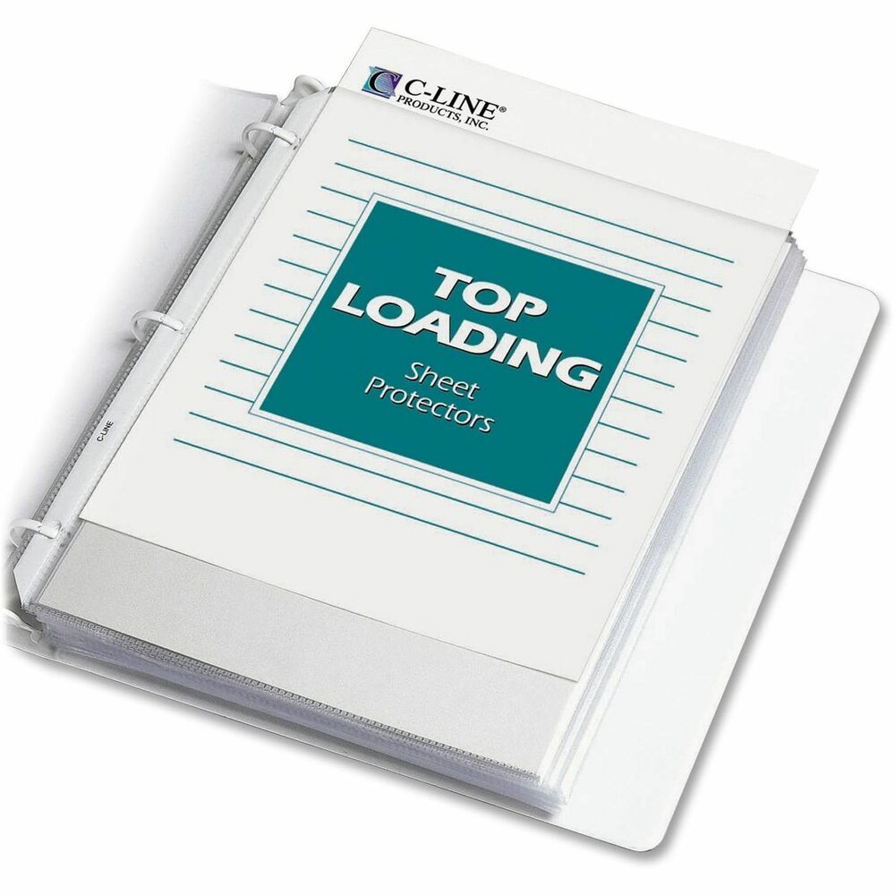 C-Line Poly Top-loading Sheet Protectors - For Letter 8 1/2" x 11" Sheet - 3 x Holes - Ring Binder - Clear - Polypropylene - 200 / Box