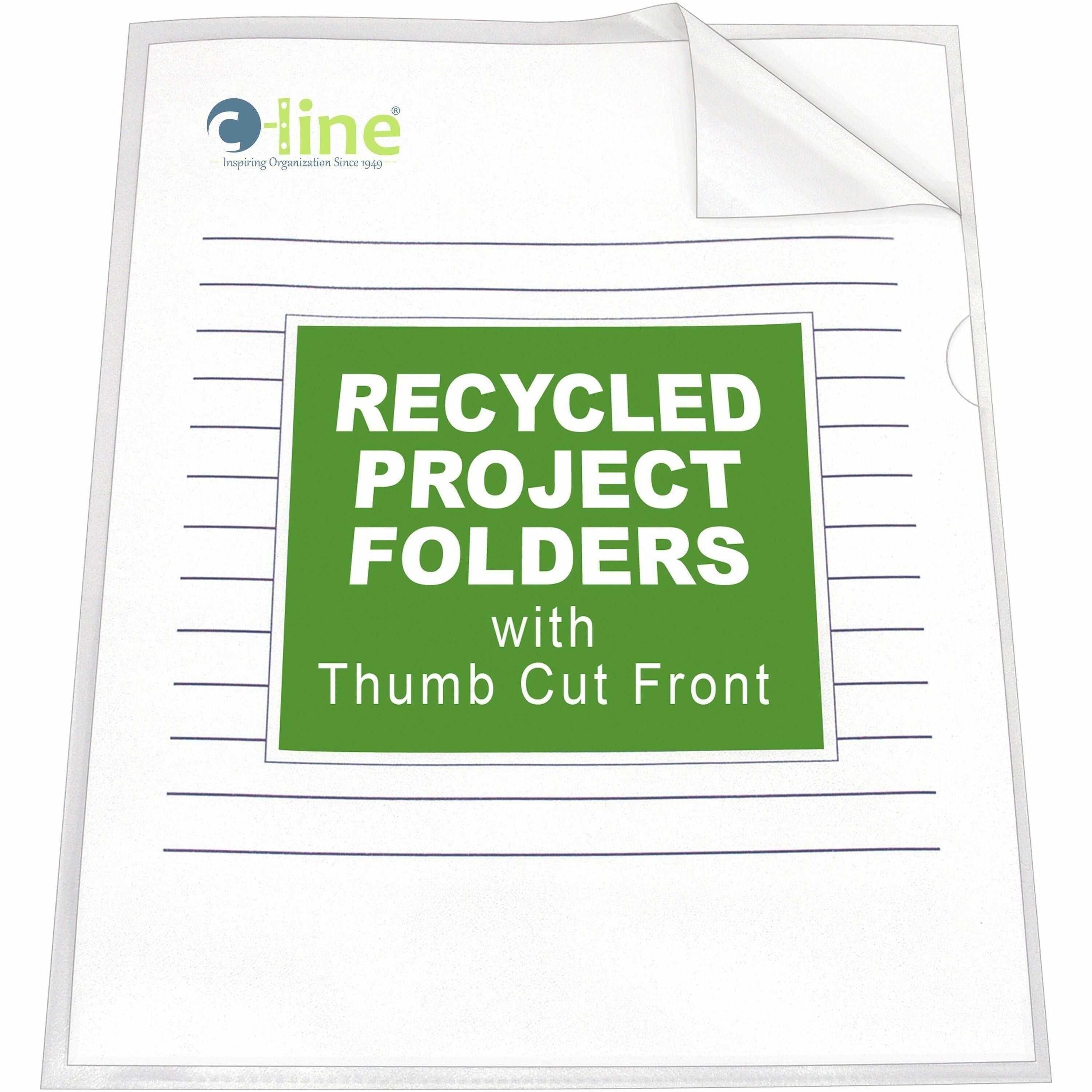 C-Line 62127 Letter Recycled Project File - 8 1/2" x 11" - Polypropylene - Clear - Tear Resistant, Static-free, Copy Safe, Non-glare - 70% Recycled - 25 / Box
