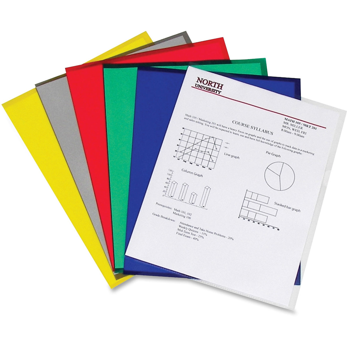 C-Line Letter Project File - 8 1/2" x 11" - Polypropylene - Assorted - Tear Resistant, Static-free, Non-glare, Copy Safe - 25 / Box
