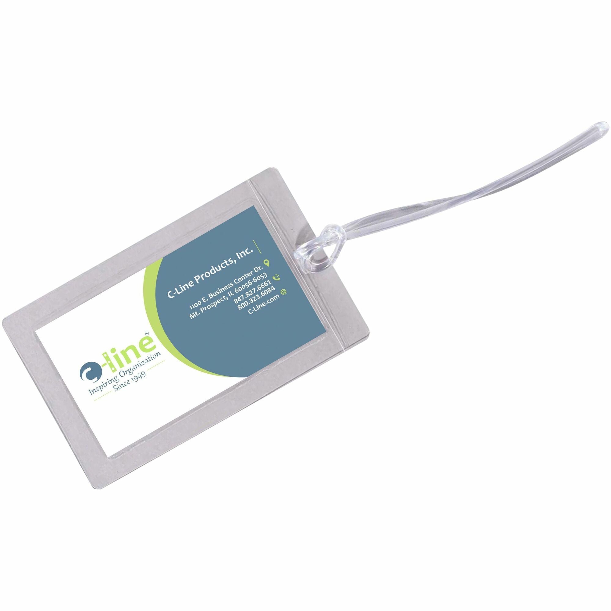 C-Line Cleer Adheer Custom Laminated Luggage Tags - String Fastener - Clear - 10 / Pack