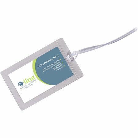 C-Line Cleer Adheer Custom Laminated Luggage Tags - String Fastener - Clear - 10 / Pack