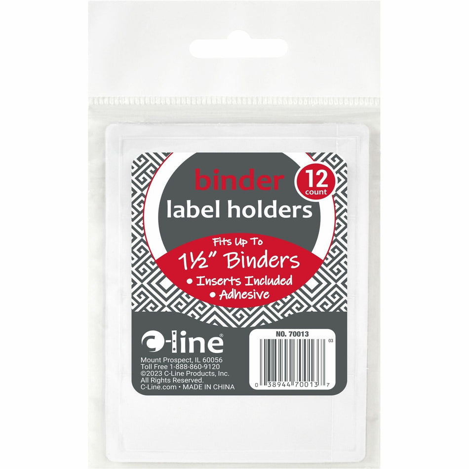 C-Line Self-Adhesive Binder Labels - 0.4" Height x 0.7" Width x 2.5" Length - Vinyl - Clear - 12 / Pack